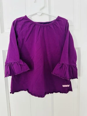RuffleButts Girls' Purple Ruffle A-Line 3/4 Sleeve Shirt Size 6 - Image 1 of 4
