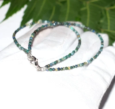 Naturale Blu Azzurrite Gemma 925 Argento Sterling Gioielli 10 " 2 Layer - Immagine 1 di 4