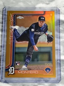 Keider Montero (RC) 2025 Topps Chrome True Gold Rookie rifrattore 13/50 #7 Tigers - Foto 1 di 2