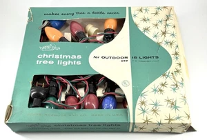 2 Sets - VTG Sears HAPPI-TIME Christmas Lights-Set of 15 No 6659 Outdoor Prop - Picture 1 of 11