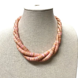 Vintage Pink Twisted Bead 90s Necklace - Picture 1 of 4