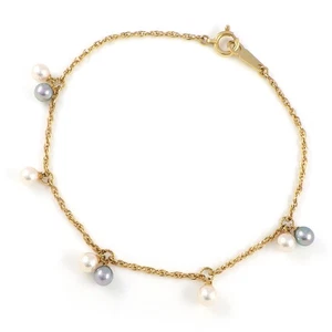 TASAKI Armband Station weiß / grau Baby Perle 750 (18K) Gelbgold - Bild 1 von 8