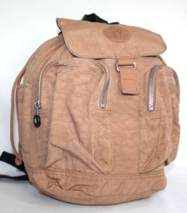 KIPLING Honeybee light brown nylon backpack bag with outer pockets No monkey - Picture 1 of 12