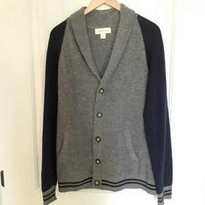 Frederick Anderson Copenhagen Herren Varsity Wollmischung Strickjacke Grau Blau Größe L - Bild 1 von 8