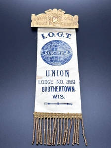 VINTAGE IOGT INTERNATIONAL ORDER OF GOOD TEMPLARS BROTHERTOWN, WI RIBBON - L512 - Picture 1 of 7
