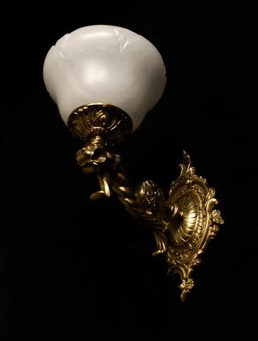 single solid bronze & white real alabaster wall lights sconces with lion head Cover