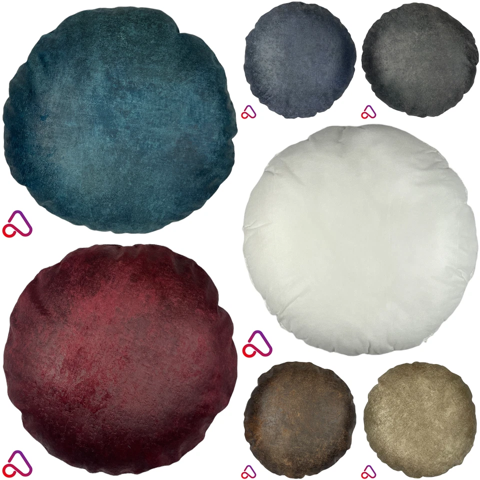 Handmade Round Rustique Velvet Cushion With Removeable Insert Decor Sofa Circle - Image 1 of 1