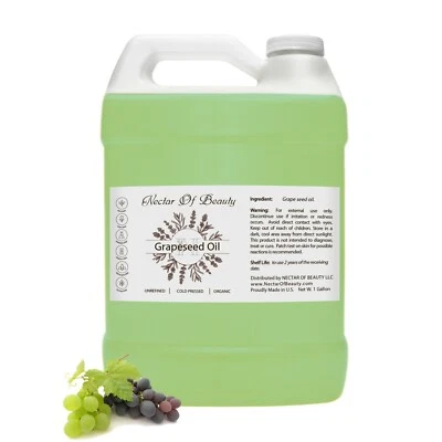 Grape seed oil organic 100% pure unscented unrefined non gmo 8 LB skin hair body - Image 1 of 4