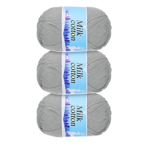 60% Cotton and 40% Acrylic Knitting Yarn-3 Skeins/3×252yards/3×4.23oz/Light Gray - Picture 1 of 7