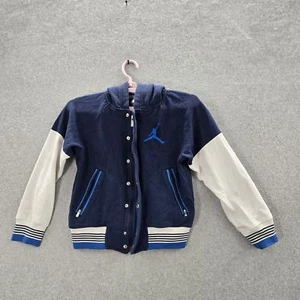 Jordan Boys Jacket SMALL Navy Blue Jumpman Logo Embroidery Hooded READ - Picture 1 of 10