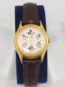 Vintage 90s Ladies Lorus Quartz Walt Disney Store Watch Runs Brown Leather Band - Picture 1 of 16
