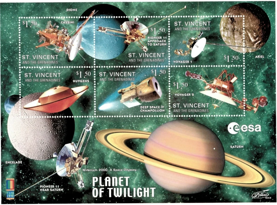 St. Vincent 2000 - Space, Planets Saturn - Sheet of 6 Stamps - Scott #2792 - MNH - Image 1 of 1