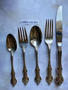 ORLEANS 1964 BY 1847 ROGERS, 5 Pc. Replacement Silverware Knife Forks Spoons - Picture 1 of 14