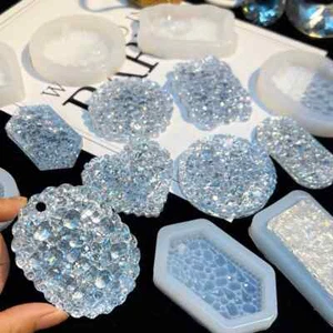 Shiny Druzy Crystal Pendant Silicone Resin Molds Keychain Molds - Picture 1 of 9