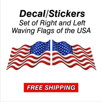 Juego de pegatinas bandera americana ondeando derecha e izquierda Foto 1 de 4