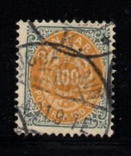 Denmark Sc 34 1877 100 ore gray & orange stamp used Free Shipping