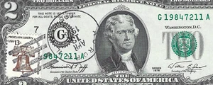 1976 $2 FIRST DAY OF ISSUE = BIRTHYEAR NOTE F 1984****A = UNCIRCULATED STAMPED - Picture 1 of 4