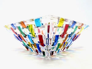 Signed Sublime Murano Glass Italian Multi Coloured Art Glass Pezzato Bowl - Picture 1 of 12