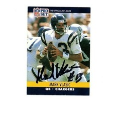 Mark Vlasic Iowa hand signed autographed 1990 Pro Set card San Diego Chargers c