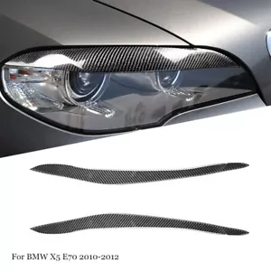 2 piezas para BMW X5 E70 2010-2012 faro fibra de carbono cubierta para cejas - Imagen 1 de 11