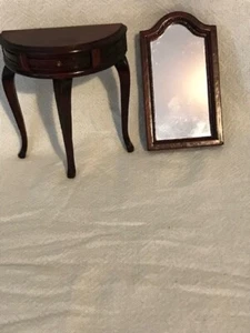 Half Moon Demi Table & Mirror Hallway Dolls House Miniature 1:12th Scale - Picture 1 of 2