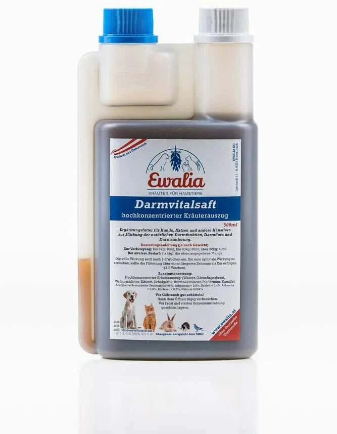 500ml  EWALIA Darmvitalsaft - Kräutersaft für Haustiere Hunde Katzen Darmflora  - Bild 1 von 1