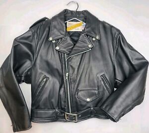 Vintage Perfecto By Schott Womens Size 10 Black Leather Motorcycle Jacket (80s?)
