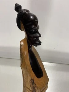 Vintage Original Kenyan Hand Carved African Woman Bust Head Wood Folk Art  - Picture 1 of 12