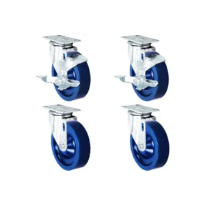 5" Solid Polyurethane Wheel | 2 Locking Swivel 2 Swivel | Caster Set of 4 - Picture 1 of 2