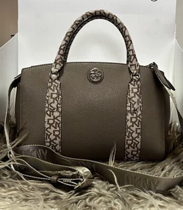 DKNY Womens Bag - Dela Satchel Logo Crossbody Handbag - Faux leather Dark Clay - Picture 1 of 10