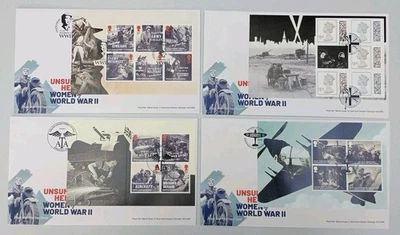2022 UNSUNG HEROES - WOMEN OF WORLD WAR 2 WWII 4 PSB Panes on FDC 4 diff pmk - Image 1 of 3