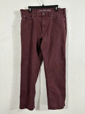 Pantalones de manguera contra incendios Duluth Trading Flex para hombre 35x29 granate ajuste relajado trabajo Foto 1 de 4
