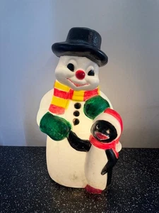 Vintage Schneemann Blasform beleuchtet Weihnachtsdeko 60 cm Blasform - Bild 1 von 5