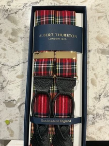 ALBERT THURSTON ROYAL STEWART TARTAN LEATHER END BRACES - Picture 1 of 3