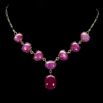 925 Sterling Silver Necklace Oval Ruby 18x14mm Natural Gemstone Jewelry 19 Inch - Image 1 of 4