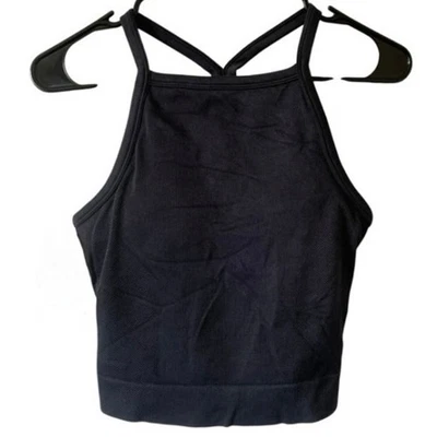 Top corto ALL IN MOTION NUEVO SIN ETIQUETAS ajustado sin costuras negro talla mediana acanalado Foto 1 de 3