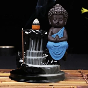 Max Maxb Ceramic Porcelain Buddha Backflow Incense Burner Ceramic Cones Blue - Picture 1 of 7