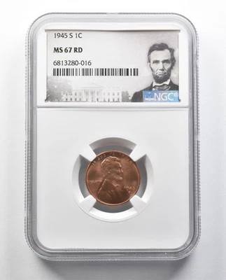 MS67 RD 1945-S Lincoln Wheat Cent NGC *2250 - Image 1 of 3
