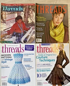 lot 4 THREADS Magazine #Ss 15, 60, 164, 165 sew quilt knit crochet emb 1988-2013 - Picture 1 of 12