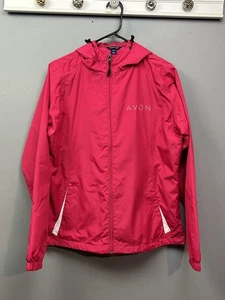 Sport-Tek Jacket Womens Large Hooded Windbreaker Full Zip Avon Pink Polyester - Picture 1 of 9