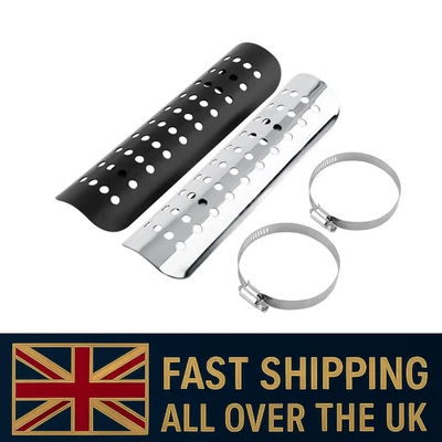 Motorcycle Motorbike Exhaust Muffler Pipe Heat Shield Cover Heel Guard Silver - Image 1 of 4