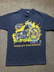Vintage Harley Davidson Jump Into The Fire Medium Black T Shirt Rare Fun Wear - Picture 1 of 9