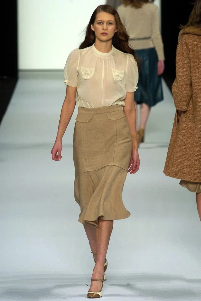 GRIS Colección Marc Jacobs Otoño 2004 Pasarela Talla 4 Lana Falda Corsé Corbata Acampanada Foto 1 de 4