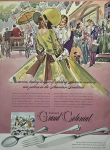 Cubiertos Wallace Grand Colonial de plata esterlina Wallingford CT anuncio impreso 1942 - Imagen 1 de 4