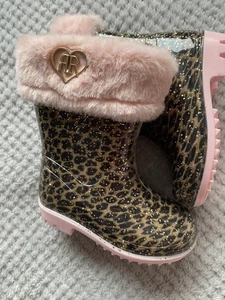 Absolutely Beautiful Brand New Pair Of Leopard Print Childs Ankle Boots Size 6 - Picture 1 of 7