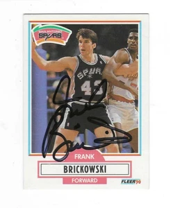 Signed FRANK BRICKOWSKI San Antonio Spurs 1990-91 Fleer card #169 w/COA - Picture 1 of 1