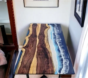 Ocean Waves Resin Table top, Epoxy Dining Table top, Custom Live Edge Table Tops - Picture 1 of 9