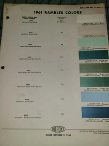 Folleto de hoja de chip de color AMC American Motors 1961  - Imagen 1 de 1