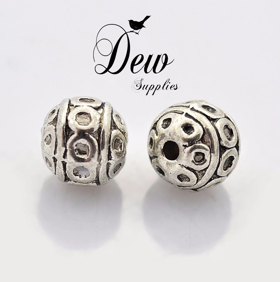 25pcs, 8mm Round Metal Alloy Spacer Beads Antique Silver Bead Jewellry Findings  - Image 1 of 1