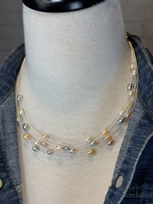 NUEVO CON ETIQUETAS Honora Wire Multicolor Agua Dulce Cobre Blanco Rosa Collar de Perlas Flotantes Foto 1 de 2